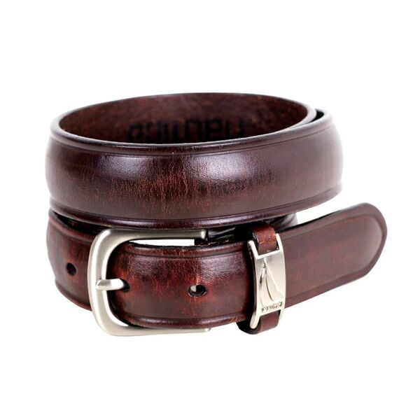 Nautica BROWN GENUINE LEATHER 1"Wd CASUAL DRESS MEN'S BELT Sz 34 (X77 - Picture 2 of 14